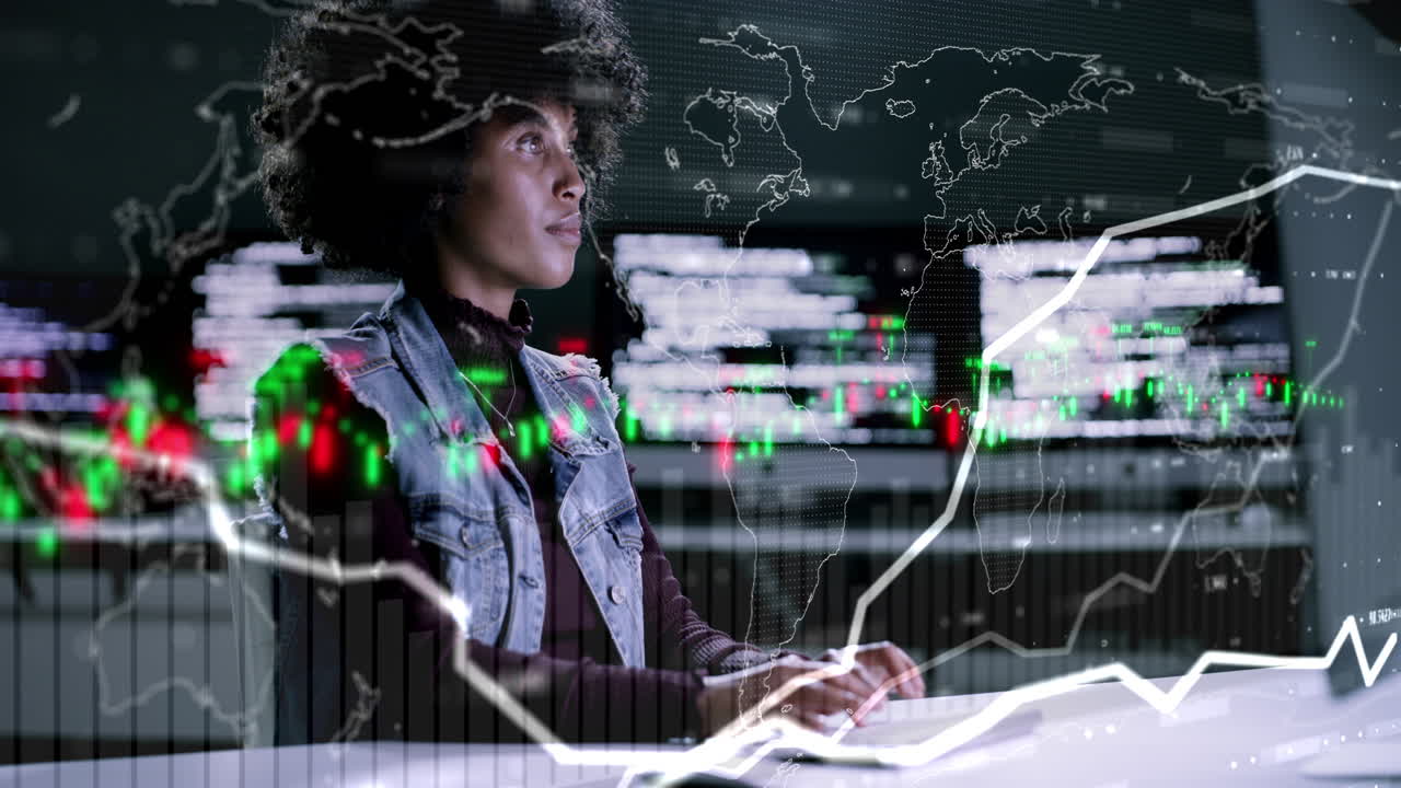 Finance, double exposure and black woman