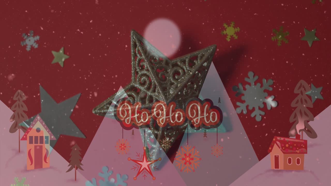 크리스마스 축하 문자의 애니메이션 크리스마스 장식 위에 텍스트