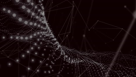 digital animation of glowing networks of connections against copy space on black background