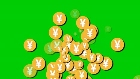 Yen-Japan-Dollar-Münzen-Geldanimation-Zeichensymbol-Bewegungsgrafiken-Auf-Grünem-Bildschirm