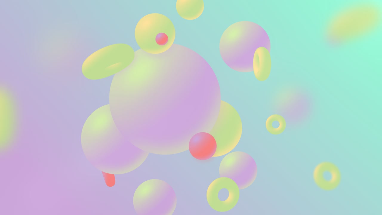 Soft pastel background with 3D objects. Loop.