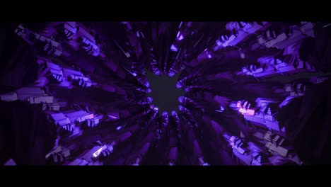 Animación-De-Caleidoscopio-De-Formas-Violetas-3d-Girando-Sobre-Fondo-Negro