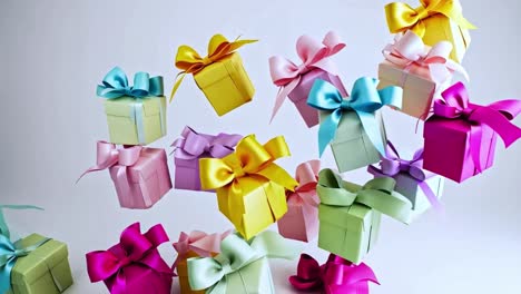 colorful gifts with bows and ribbons