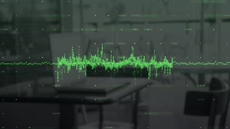 Digital-composite-video-of-green-graphs-over-financial-data-processing-against-empty-office