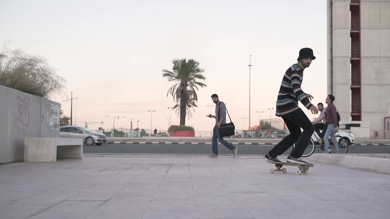 Skateboarding in City Street