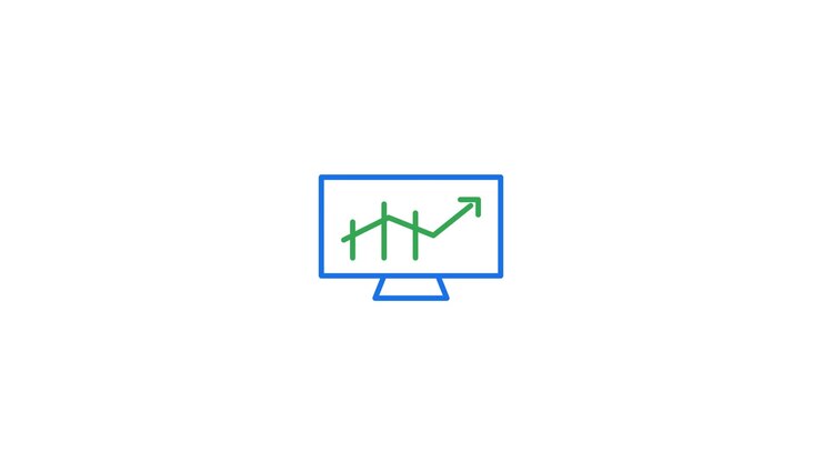 Animated Line Graph Showing Financial Growth on Computer Screen