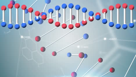 animación de cadenas de adn girando y procesamiento de datos