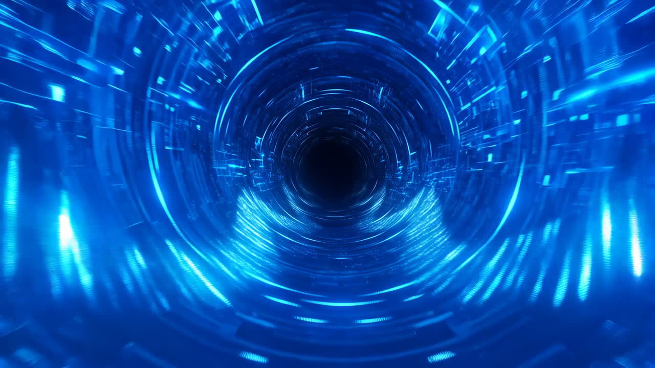 Abstract Blue Digital Light Tunnel