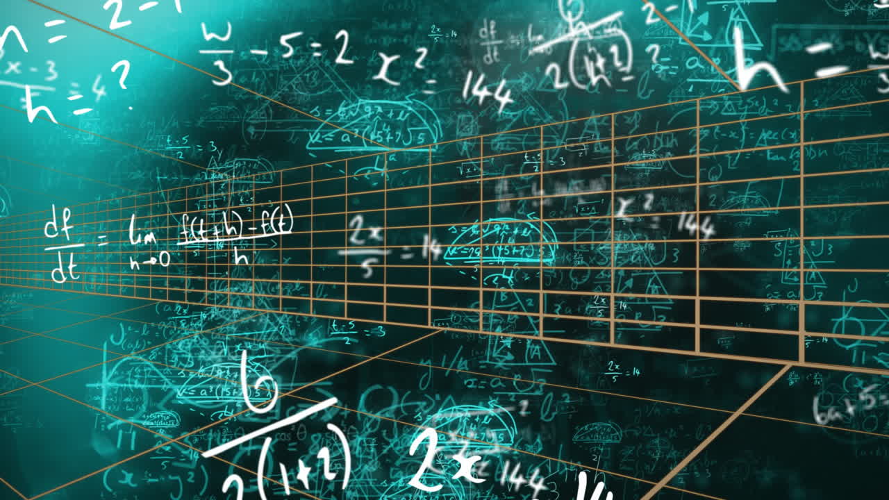 Blending mathematical equations and musical staff in abstract school animation design