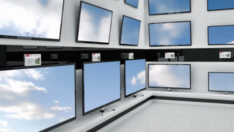 cielo azul y nubes en las pantallas de televisión
