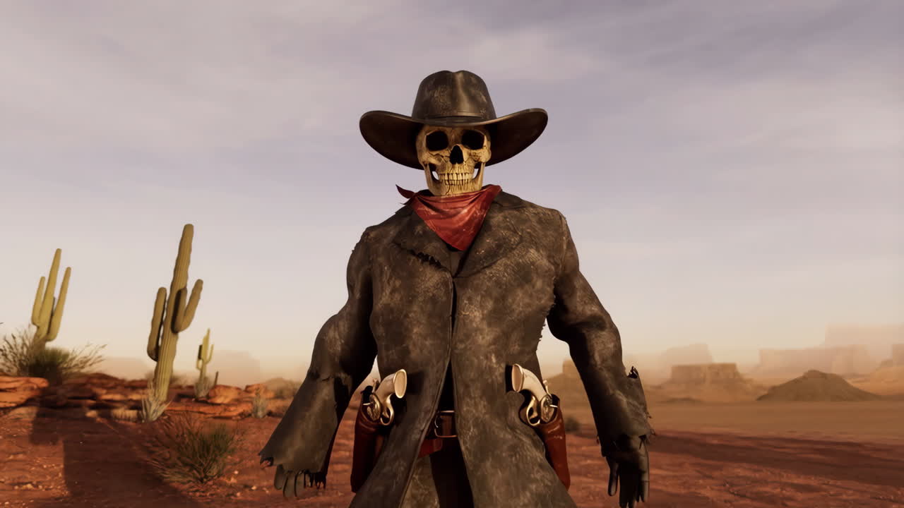 Undead Cowboy Skeleton in the Desert
