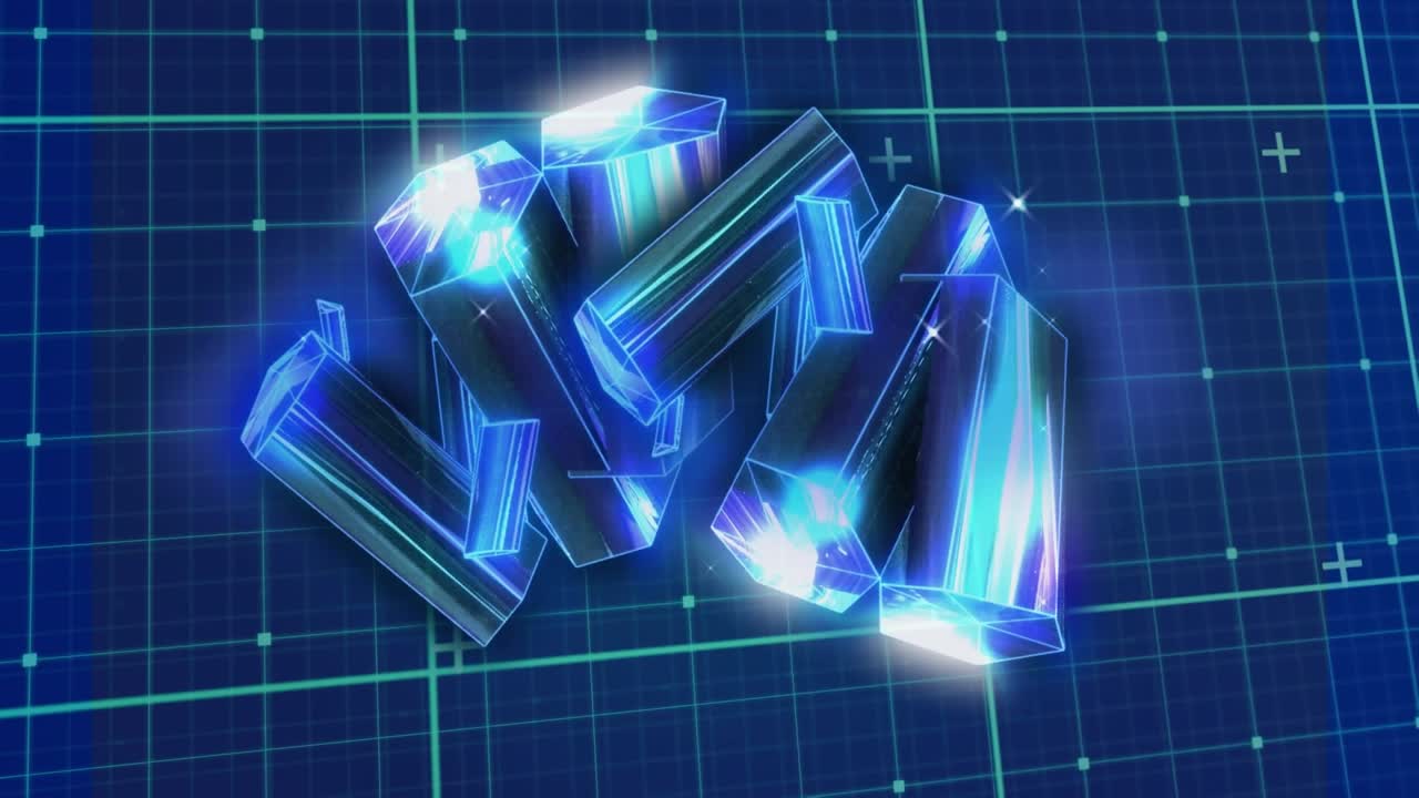 緑と黒の空間で動くグリッドのアニメーション。