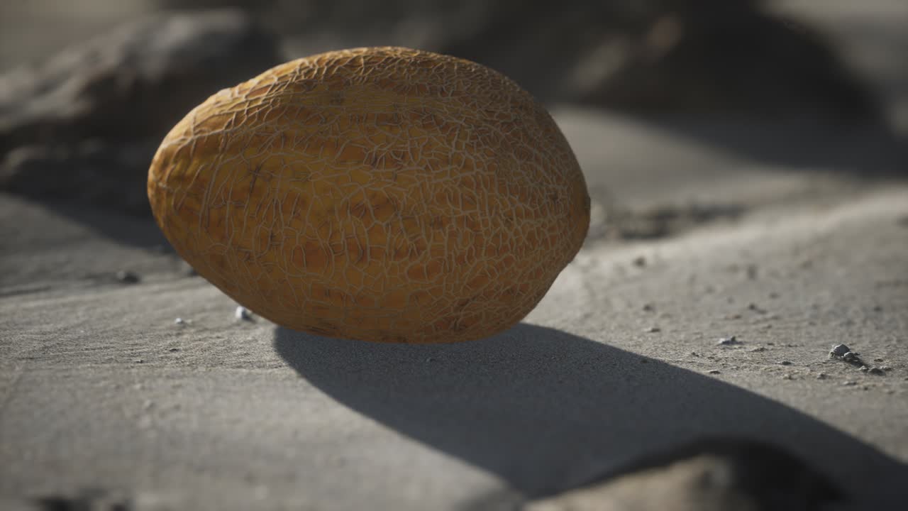 melón del desierto en la playa de arena