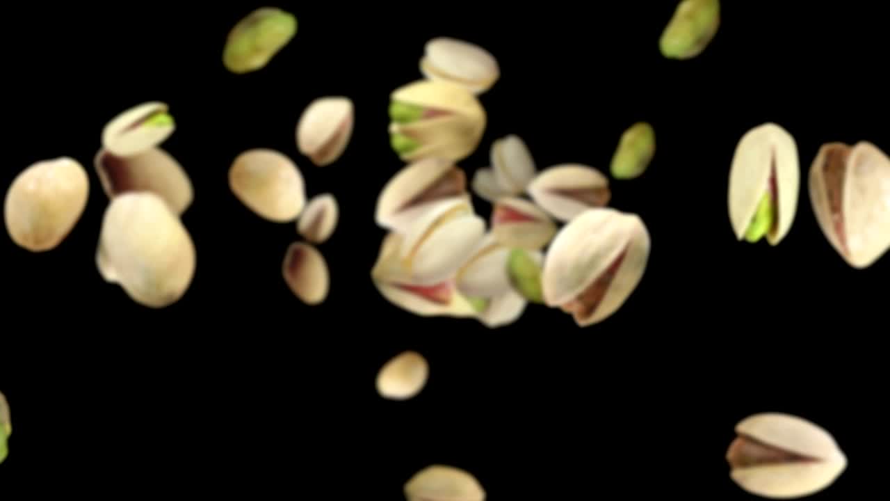 Sfondo con pistacchi che cadono, in loop, con canale alfa
