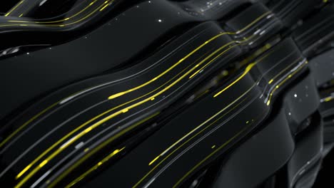 los rastros de luz amarilla brillante fluyen en 3d y representan una animación de bucle sin costuras.