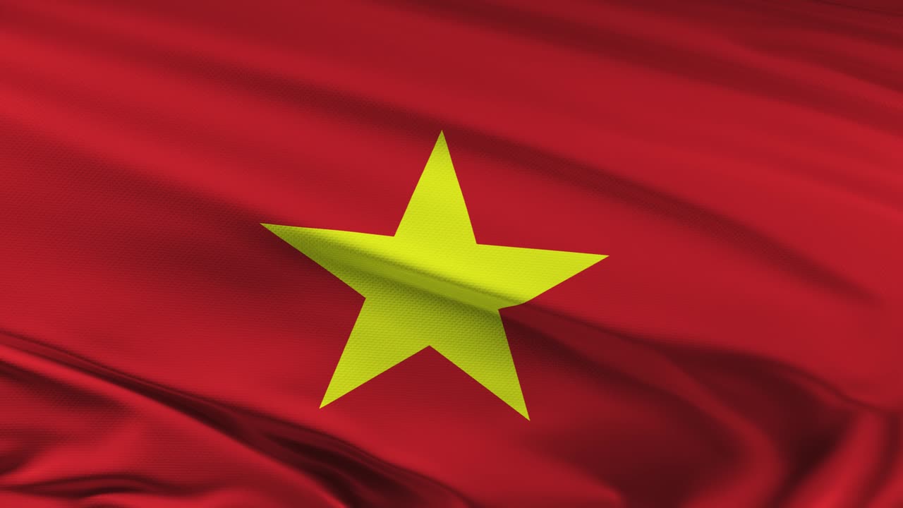 la bandera de vietnam ondeando en el viento seamles loop animación 3d. resolución 4k.