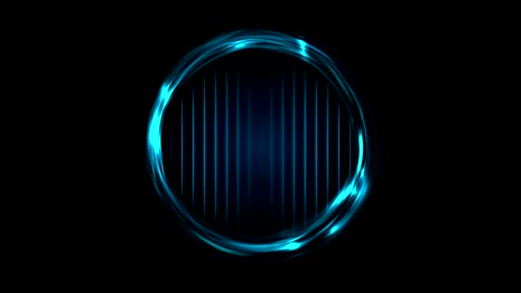 anillos eléctricos brillantes azules y líneas de neón animación de video