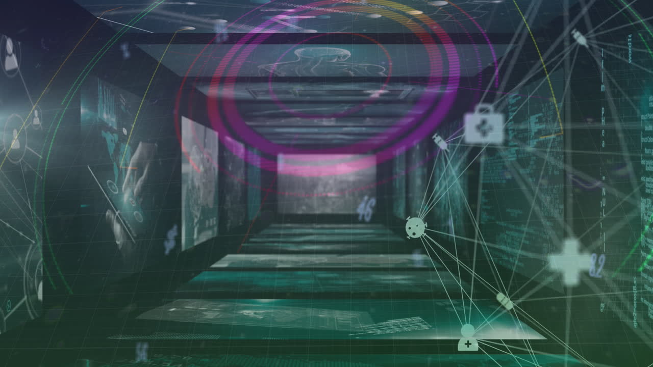 고도로 장착된 공간에서 움직이는 디지털 표지판의 애니메이션