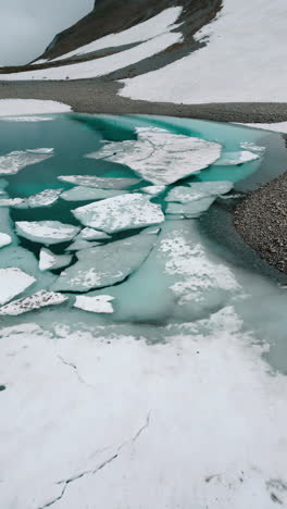 frozen alpine lake in the mountains