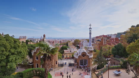 timelapse of the barcelona skyline shot from parc guell.