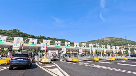 car approaching toll booth in monte carlo