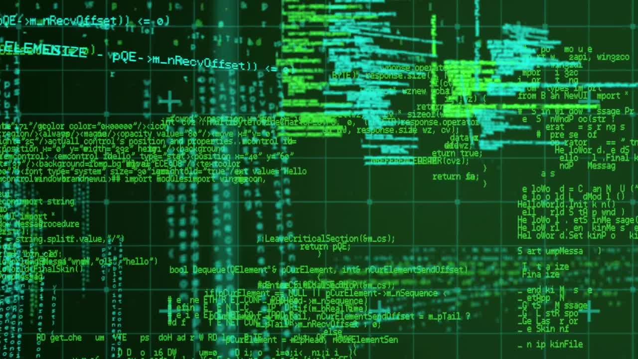 animación del procesamiento de datos sobre un fondo negro