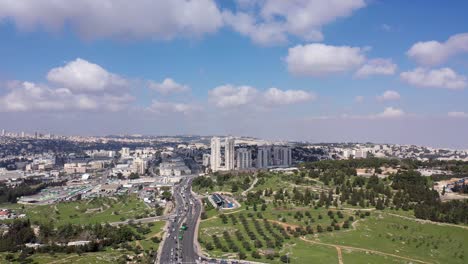 jerusalem city wide shot aerial flight view