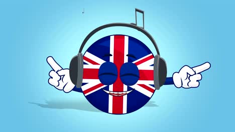 cartoon great britain united kingdom  listen music with face animation with alpha matte