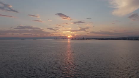 sunset over the port city