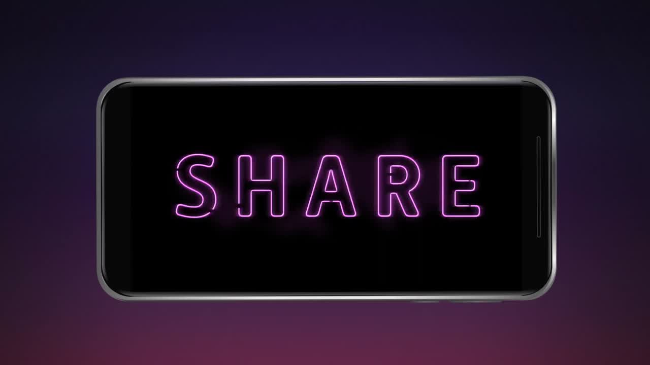 파란 네온 스타일의 애니메이션 단어들이 어두운 파란색 배경에서  ⁇ 박이는 것을 공유합니다.