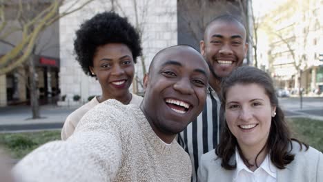 group of young people talking during video call