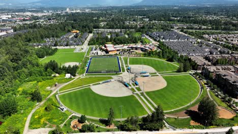 Sports-Field-And-Baseball-Park-Near-The-School-In-Langley-Township,-BC,-Canada