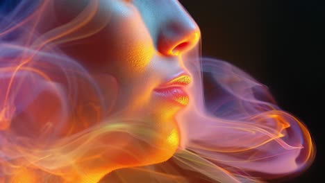 woman's face with smoke effect