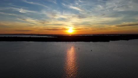 stunning sunset over calm lake