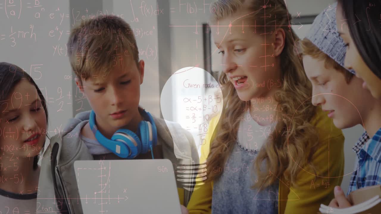 анимация математических уравнений со школьниками с помощью ноутбука в классе