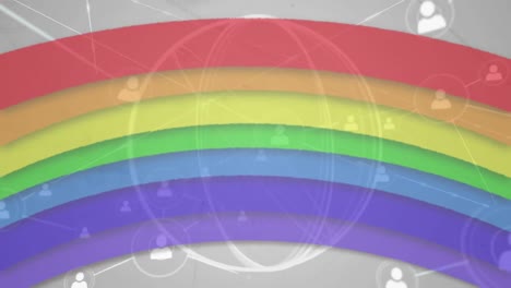 animation of scope scanning with rainbow pride flag and network of connections