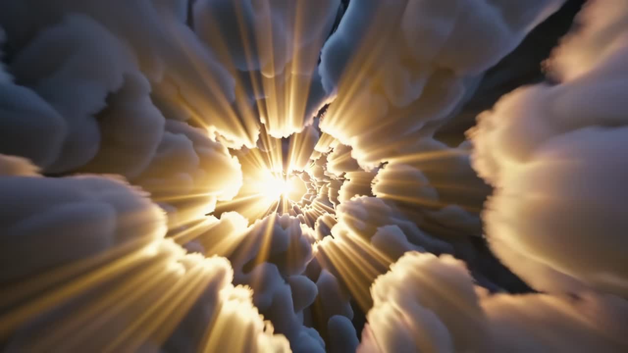 Tunnel of Light through Clouds