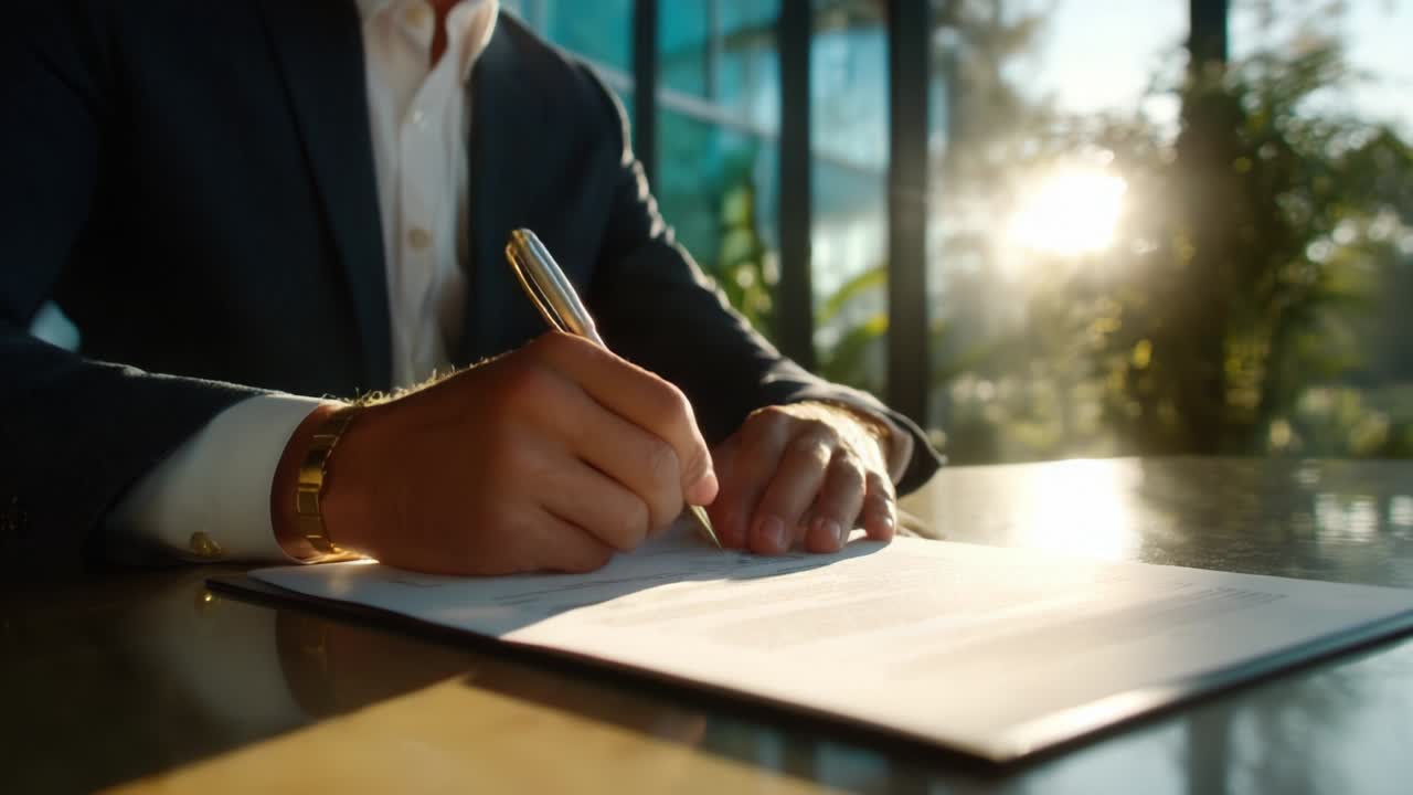 Contratto di firma dell'uomo d'affari