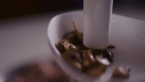 fried mushrooms in pan close-up