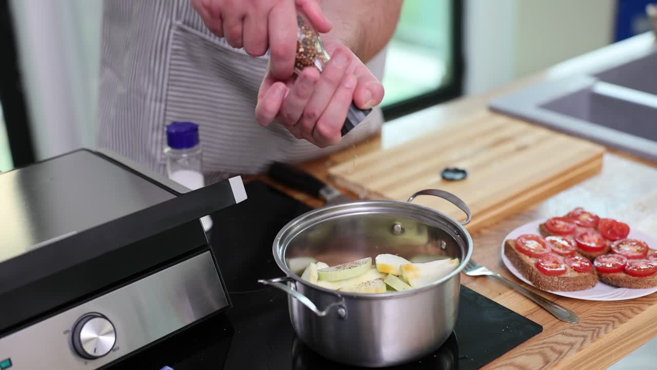 Preparing vegetables and sandwiches in the kitchen