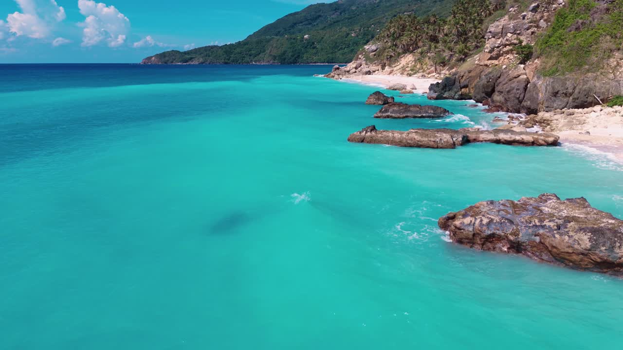 Mountains And Blue Caribbean Sea, Barahona, Dominican Republic - Drone Shot
