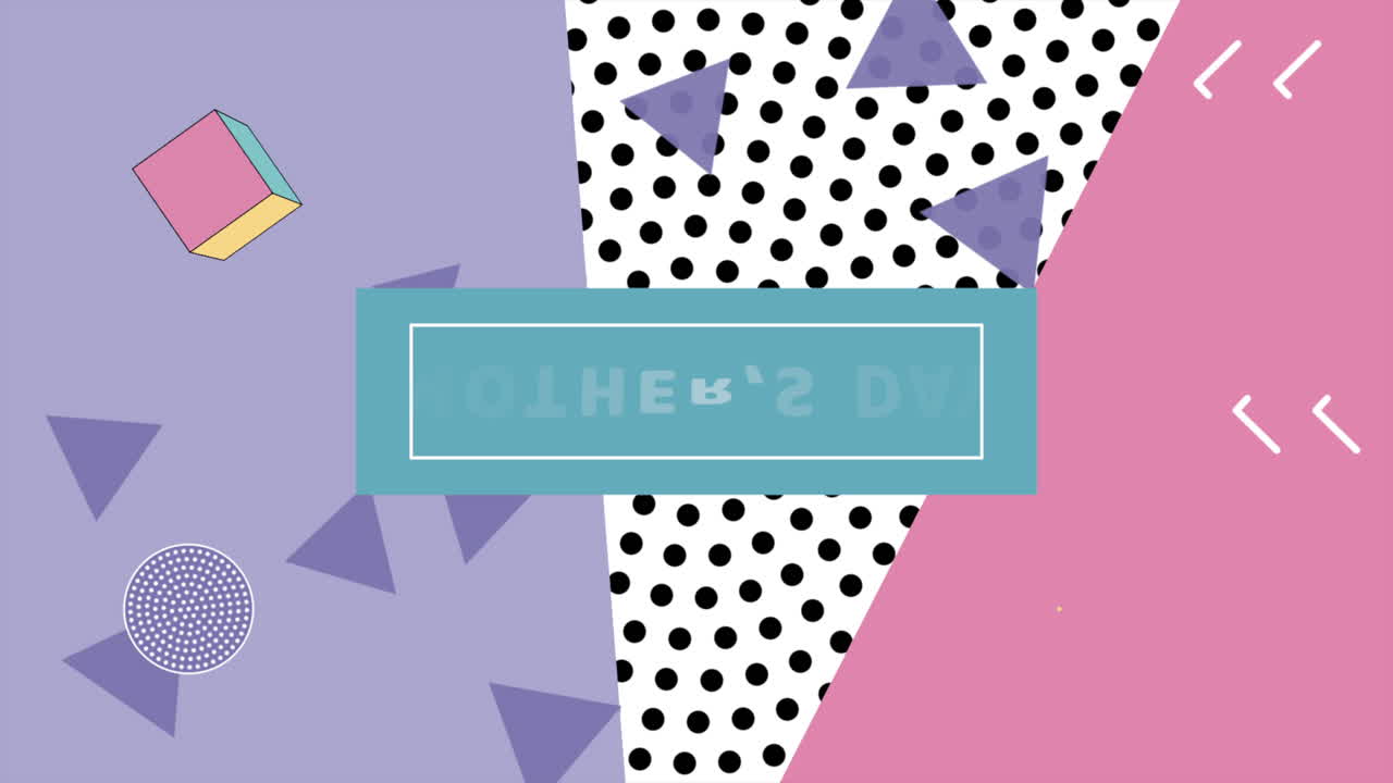 diseño de tarjetas geométricas coloridas para el día de la madre con fondo rosa y púrpura