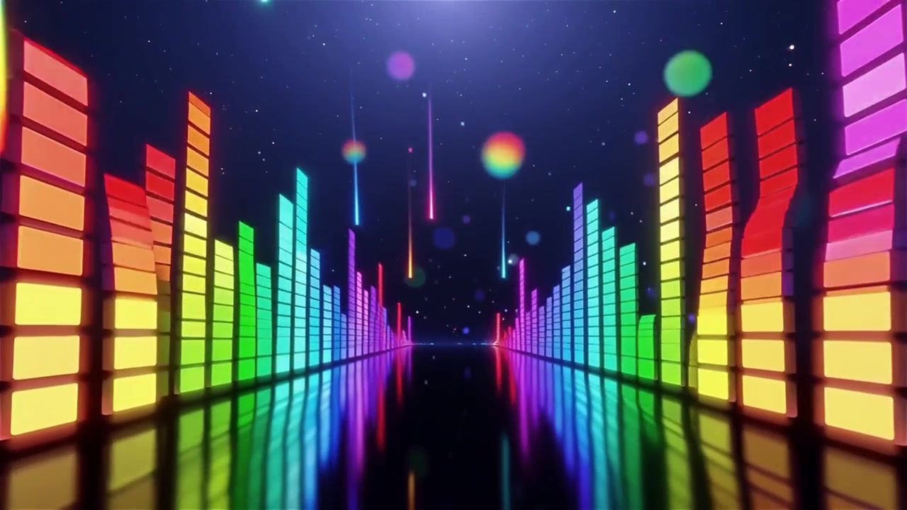 Futuristic Rainbow Neon Music Equalizer Visualizer Background