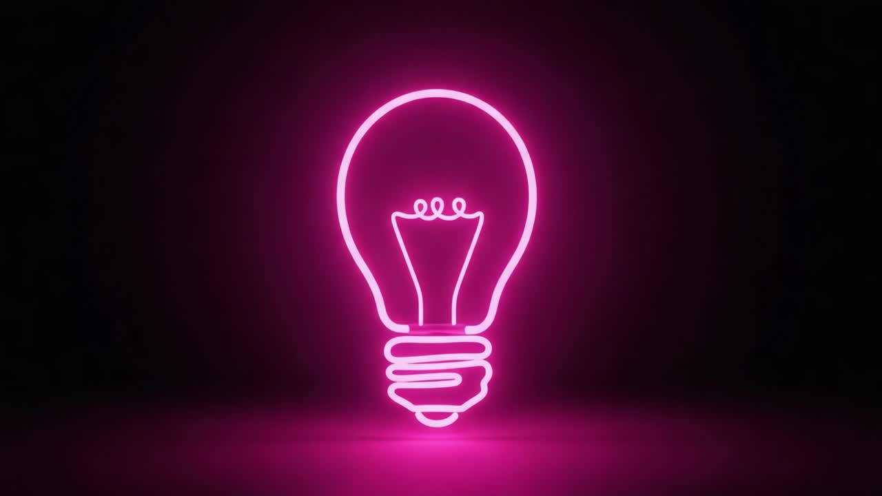 A Vibrant Neon Light Bulb Captured in Two Distinct Frames Showcasing the Unique Glow and Design That Symbolizes Creativity and Illumination