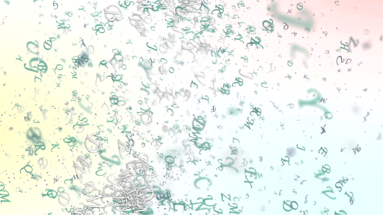 혼란스러운 움직이는 글자에서 추상적인 구성 4k 색