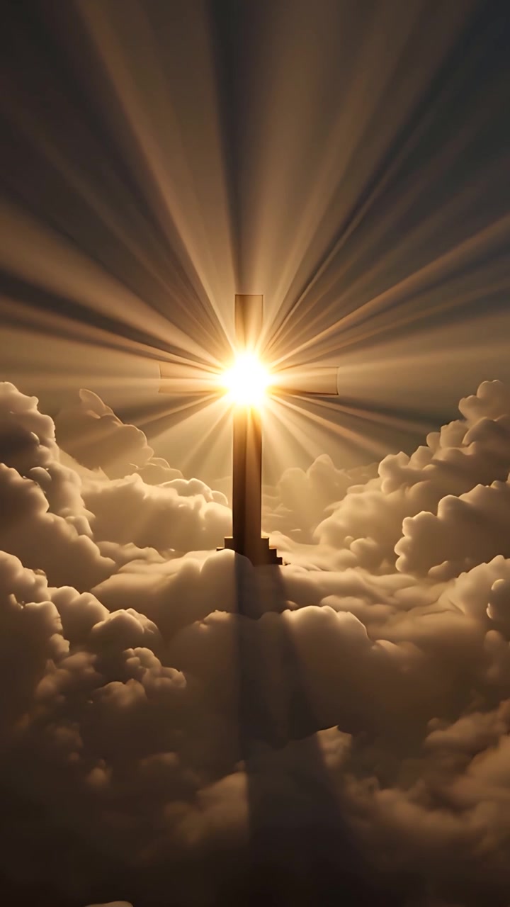 Christian Cross Heavenly Light Worship Background 4K