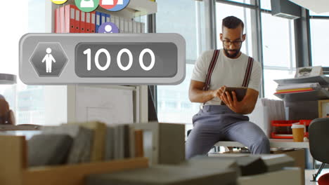man using tablet inside office