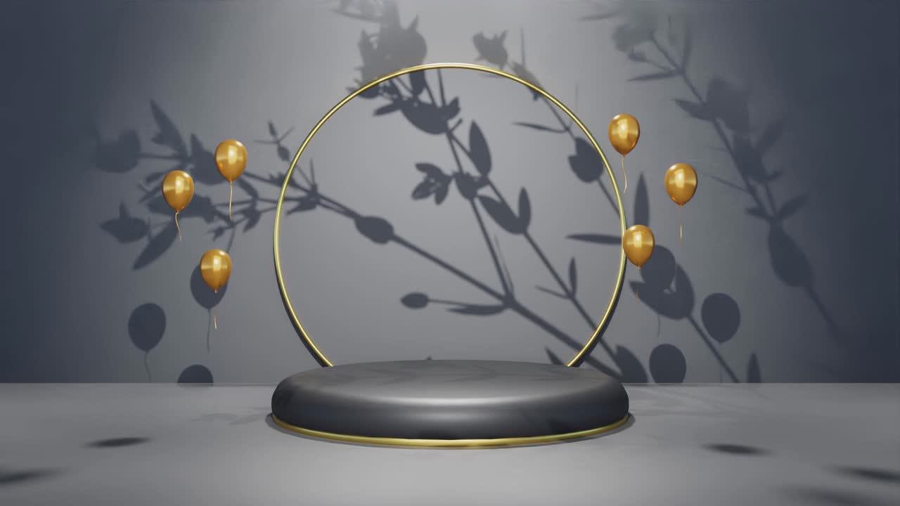 흑색 배경에 부드러운 바람에 의해 움직이는 나무 그늘로 장신구와 럭셔리 품목의 제품 디스플레이의 수직 전자 상거래 온라인 상점 판매