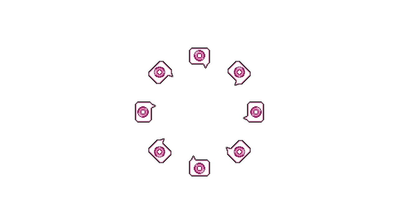 Pixel Art Speech bubble Circle mark Spinning Circle Animated Overlay Transparent 30fps (8)