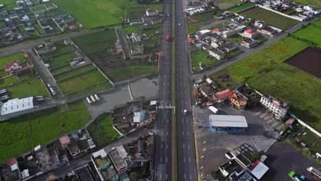 panamericana sur e35 highway intersects towns machachi aloasi ecuador aerial view